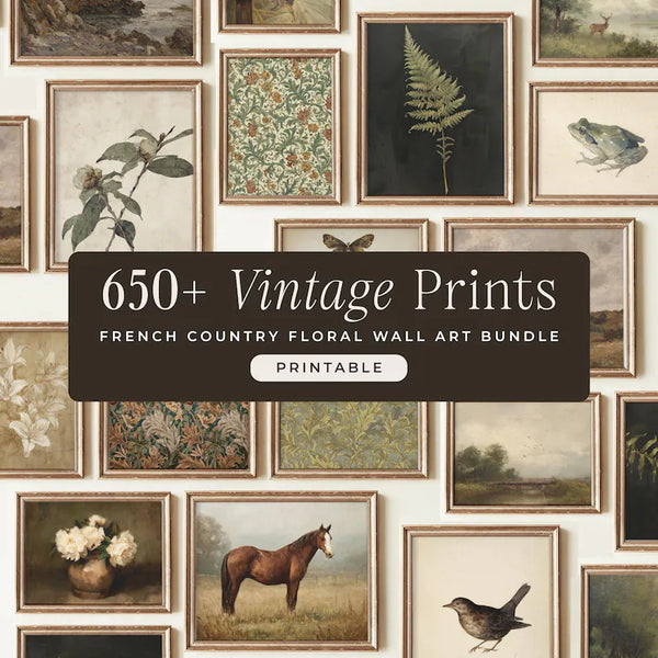 650+ Vintage Art Prints: French Country Gallery Wall Set, Farmhouse Cottagecore Rustic Decor (Digital Download)