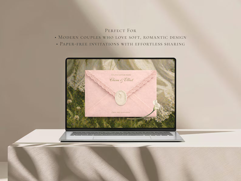 Save the Date Website Template | Blush & Sage Digital Invitation with RSVP | Instant Download