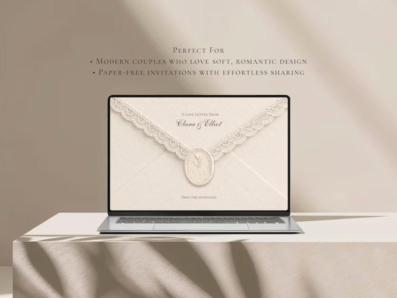 Pearl & Ivory Save the Date Website Template | Digital Wedding Invitation with RSVP | Instant Download