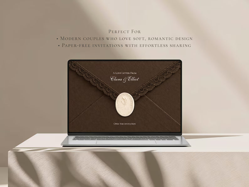 Brown and Ivory Save the Date Website Template | Digital Download