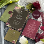 Olive Green & Burgundy Floral Wedding Website – Canva Template