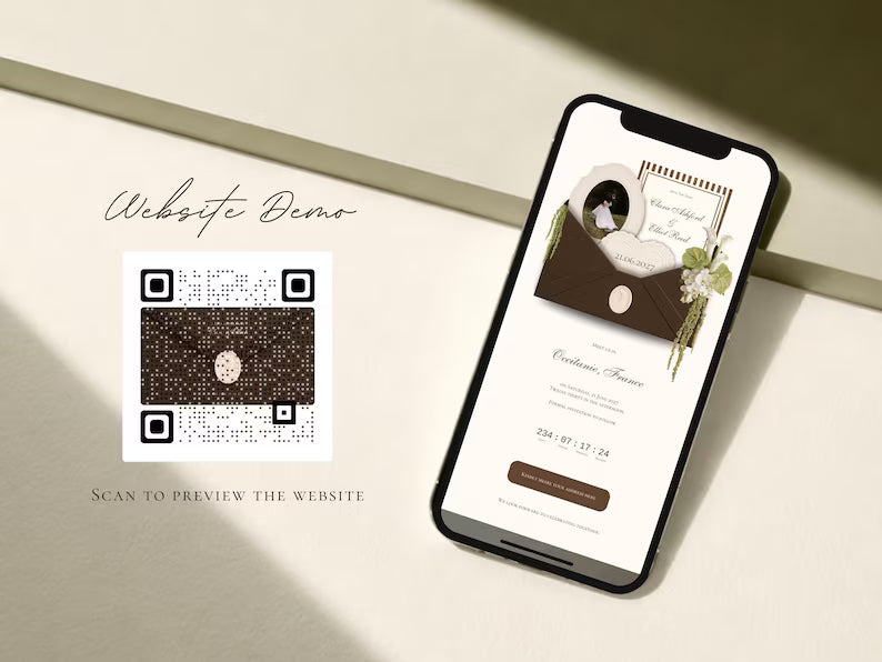 Brown and Ivory Save the Date Website Template | Digital Download