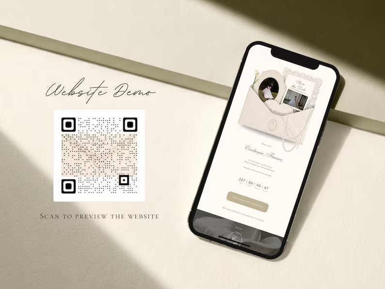 Pearl & Ivory Save the Date Website Template | Digital Wedding Invitation with RSVP | Instant Download