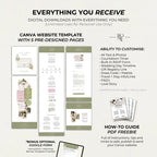 Pink & Green Floral Wedding Website Template with RSVP: Editable Canva Design (Digital Download)