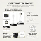 Black, Ivory & Green Floral Save the Date with Built-In Form: Canva Website Template (Digital Download)