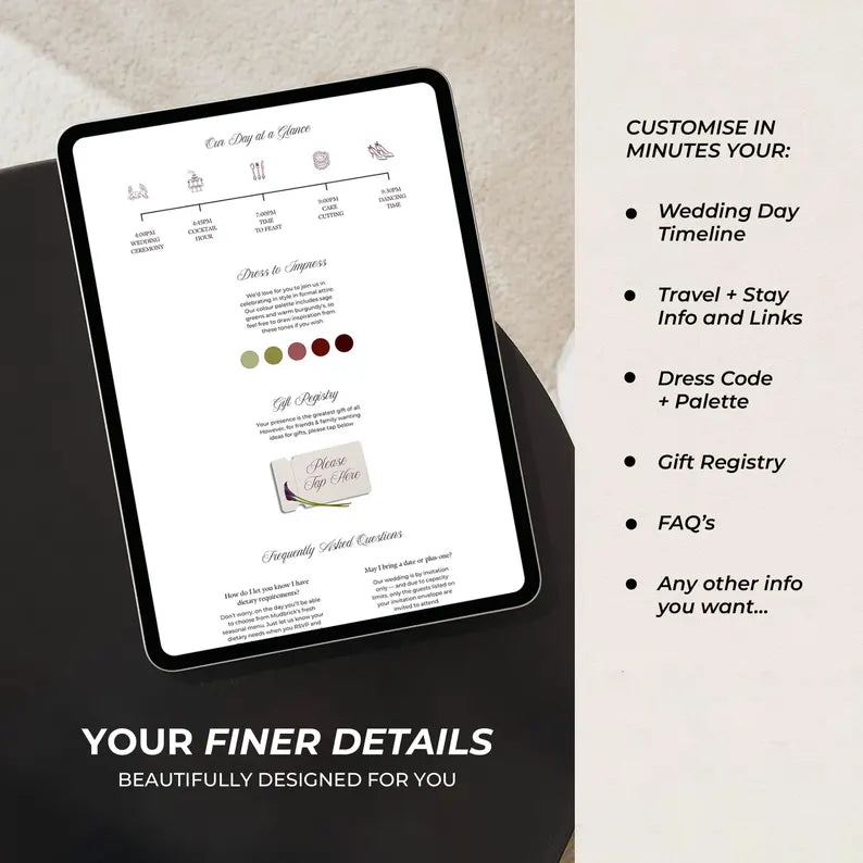 Olive Green & Burgundy Floral Wedding Website – Canva Template