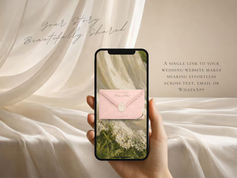 Save the Date Website Template | Blush & Sage Digital Invitation with RSVP | Instant Download