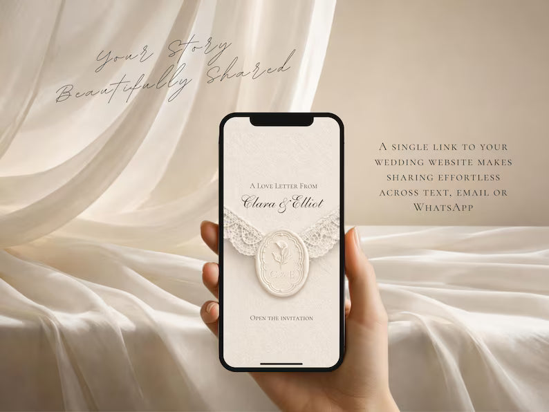 Pearl & Ivory Save the Date Website Template | Digital Wedding Invitation with RSVP | Instant Download