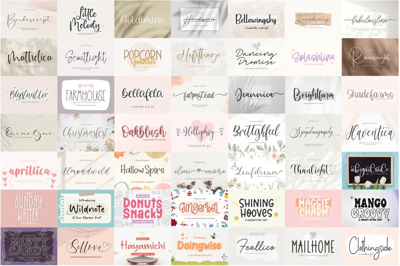 200+ Handlettered Font Bundle – Handwritten & Calligraphy Fonts