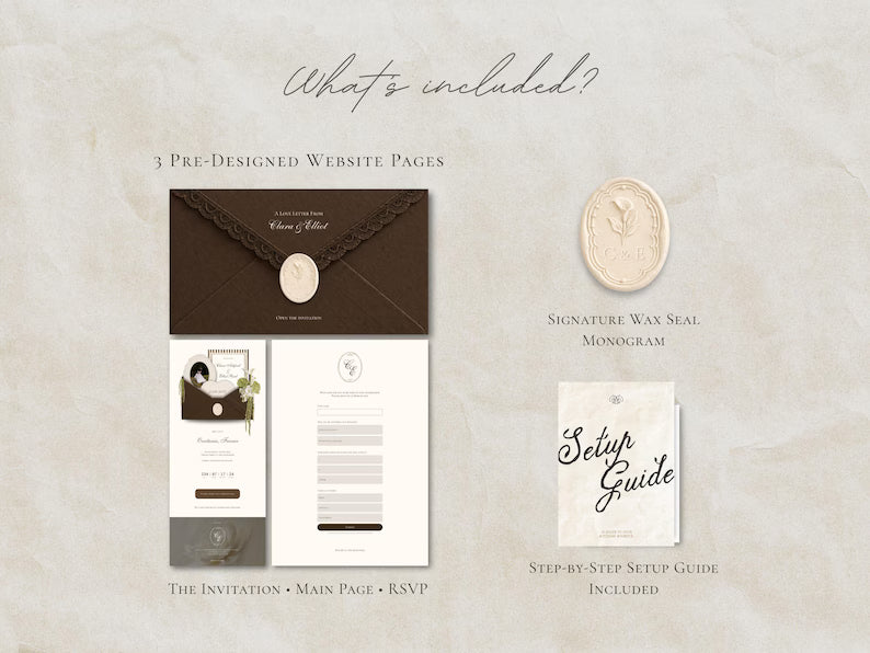 Brown and Ivory Save the Date Website Template | Digital Download