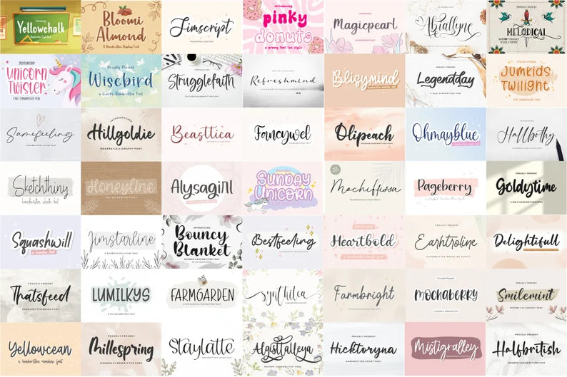 200+ Handlettered Font Bundle – Handwritten & Calligraphy Fonts