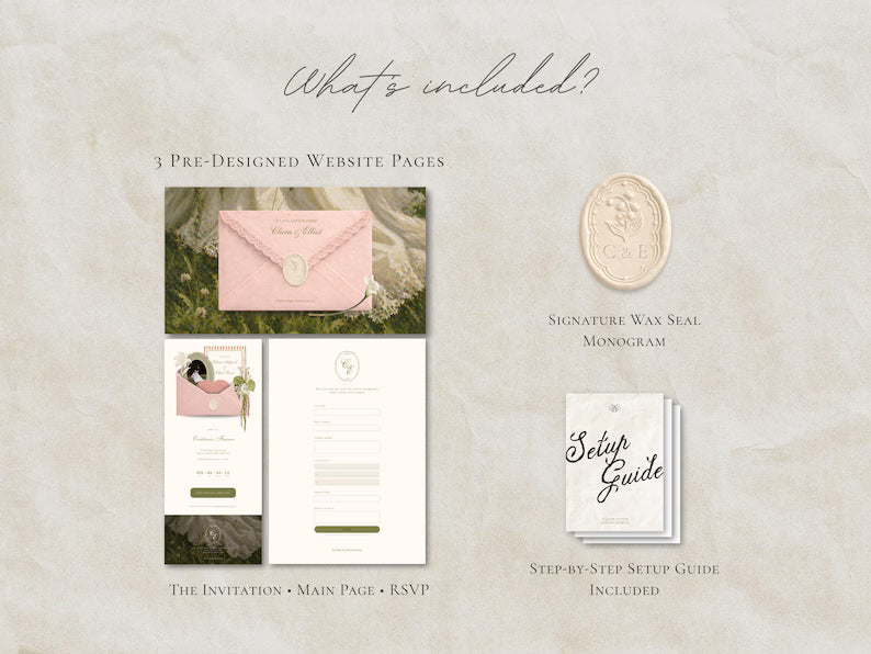 Save the Date Website Template | Blush & Sage Digital Invitation with RSVP | Instant Download