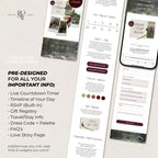 Olive Green & Burgundy Floral Wedding Website – Canva Template