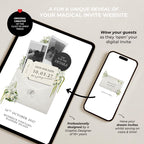 Ivory & Green Floral Save the Date with Built-In Form: Canva Website Template (Digital Download)
