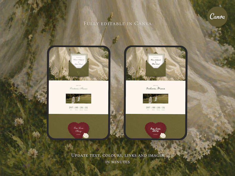 The Olive Letter Wedding Website Template | Instant Download