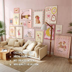Pink Girl Nursery Wall Art Prints, Animals, Gallery Set (Digital Download, +180 Prints