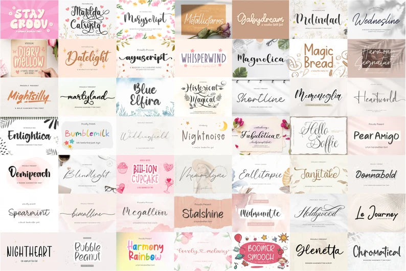 200+ Handlettered Font Bundle – Handwritten & Calligraphy Fonts
