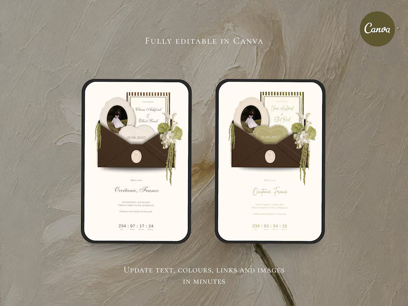 Brown and Ivory Save the Date Website Template | Digital Download