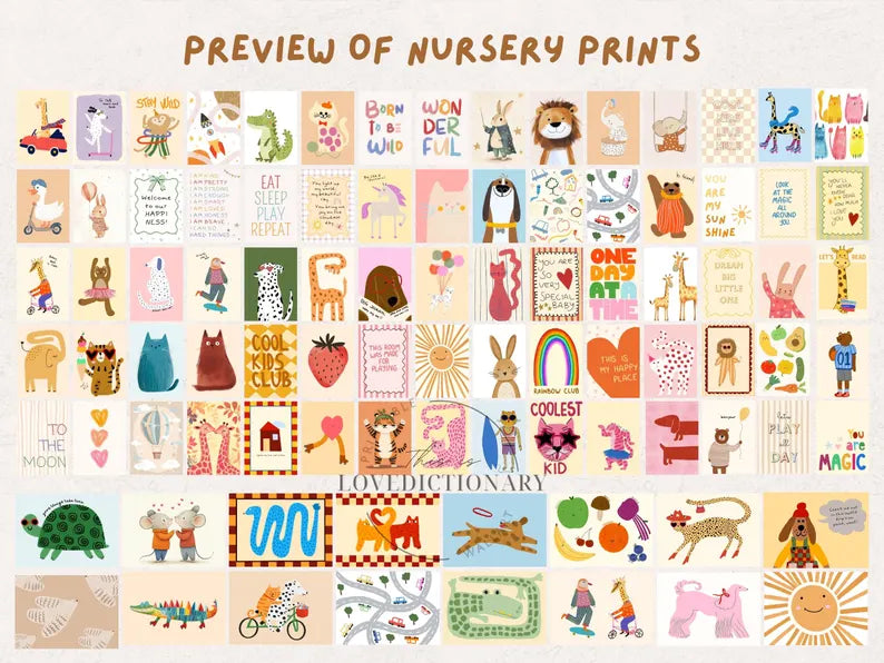 1250+ Nursery Prints Bundle – Animal Wall Art for Kids & Baby Rooms