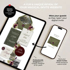 Olive Green & Burgundy Floral Wedding Website – Canva Template