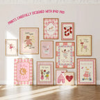 Pink Girl Nursery Wall Art Prints, Animals, Gallery Set (Digital Download, +180 Prints