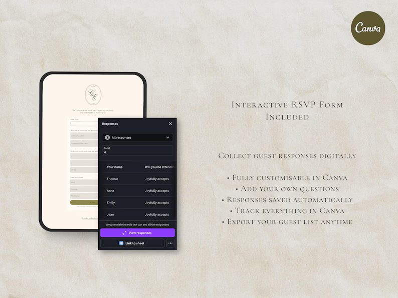 The Olive Letter Wedding Website Template | Instant Download