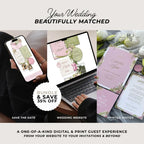 Pink & Green Floral Wedding Website Template with RSVP: Editable Canva Design (Digital Download)