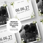 Ivory & Green Floral Save the Date with Built-In Form: Canva Website Template (Digital Download)
