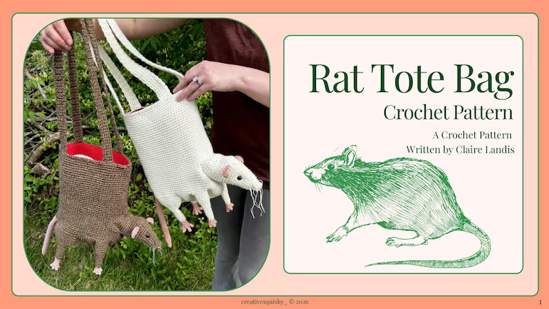 Digital Download Rat Tote Bag Crochet Pattern