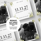Black, Ivory & Green Floral Save the Date with Built-In Form: Canva Website Template (Digital Download)