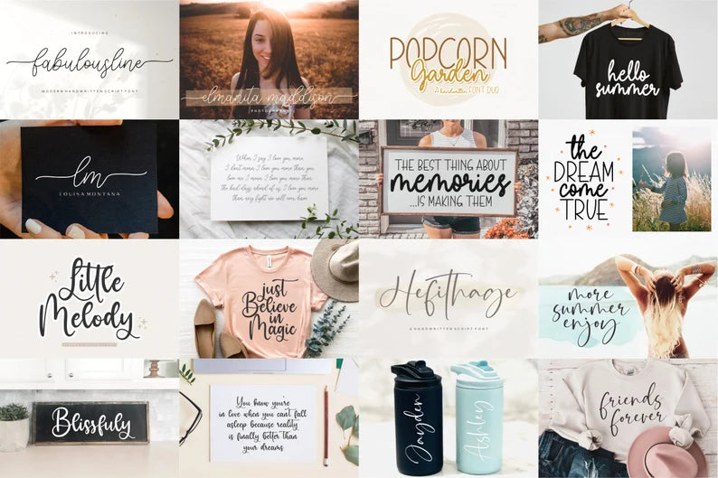 200+ Handlettered Font Bundle – Handwritten & Calligraphy Fonts