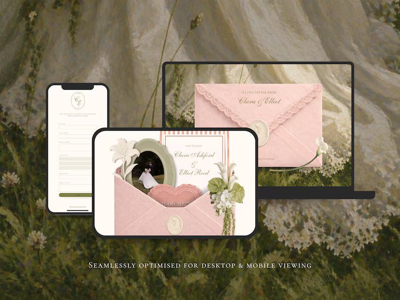 Save the Date Website Template | Blush & Sage Digital Invitation with RSVP | Instant Download