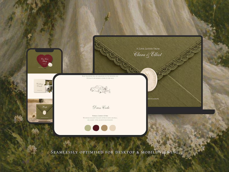 The Olive Letter Wedding Website Template | Instant Download