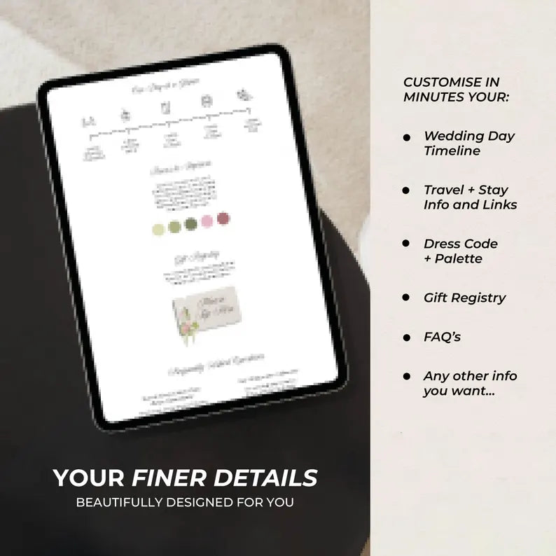 Pink & Green Floral Wedding Website Template with RSVP: Editable Canva Design (Digital Download)