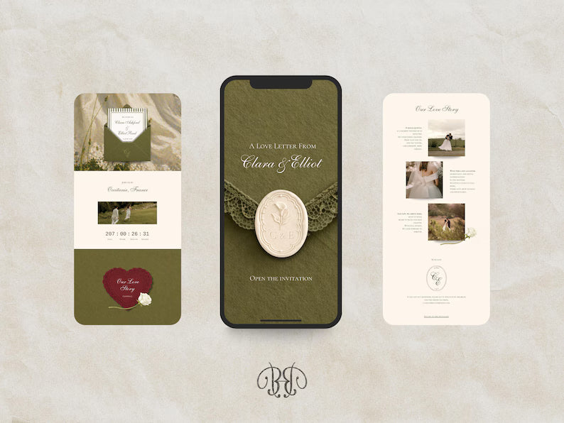 The Olive Letter Wedding Website Template | Instant Download