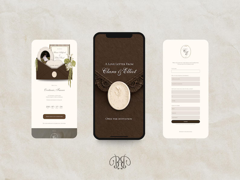 Brown and Ivory Save the Date Website Template | Digital Download