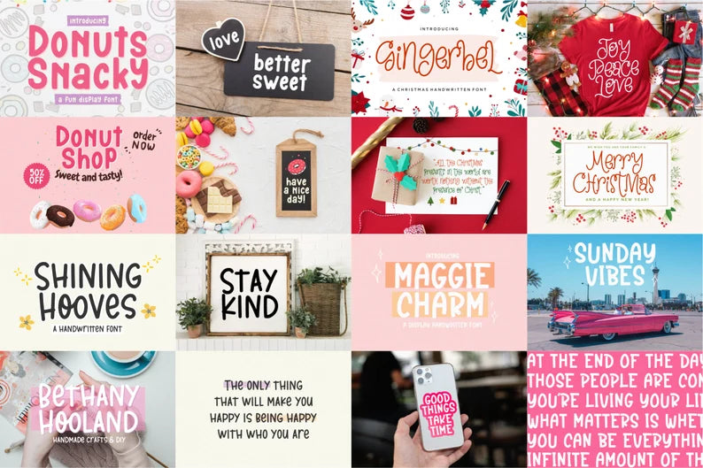 200+ Handlettered Font Bundle – Handwritten & Calligraphy Fonts