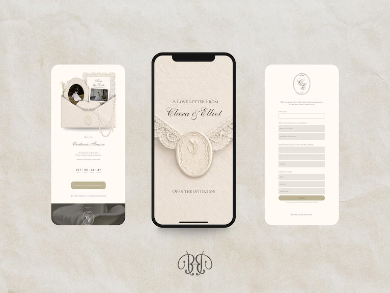 Pearl & Ivory Save the Date Website Template | Digital Wedding Invitation with RSVP | Instant Download