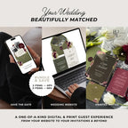 Olive Green & Burgundy Floral Wedding Website – Canva Template