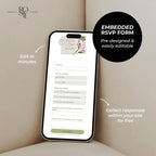 Pink & Green Floral Wedding Website Template with RSVP: Editable Canva Design (Digital Download)