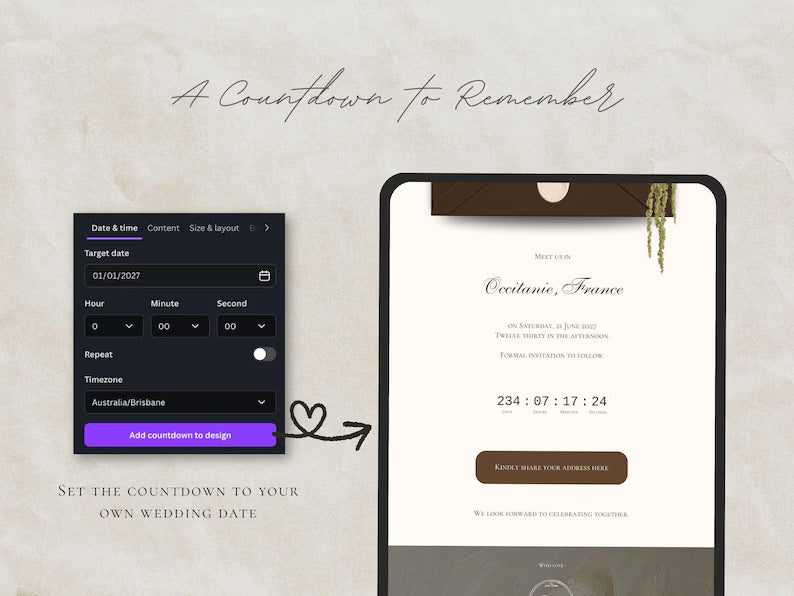 Brown and Ivory Save the Date Website Template | Digital Download